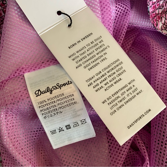 SZ 14 DAILY SPORTS VERONICA COURT SKORT PRINT PINK WHITE MESH SHORT UNDER SKIRT - Picture 6 of 8